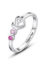attractive little engraved heart birthstone ring for babies and kids